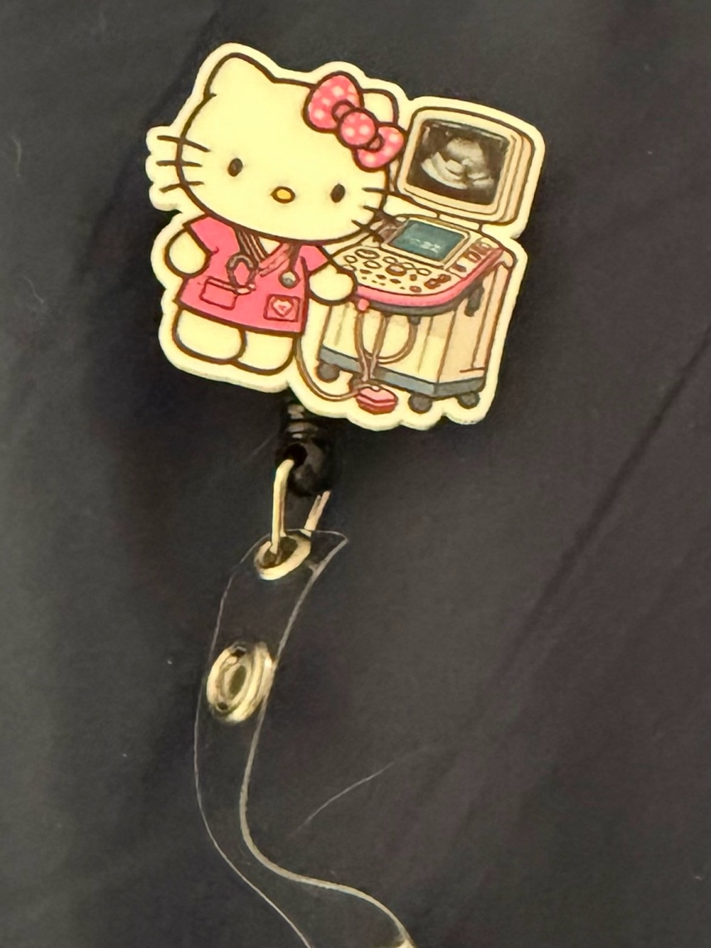 Hello Kitty Pink Nurse Badge Reel with Medical Cart